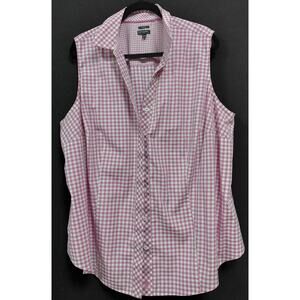 TALBOTS PLUS Non-Iron Sleeveless Gingham Top Collared Women Size 20W